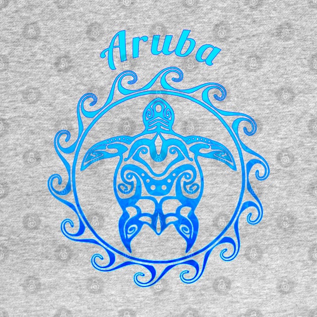 Ocean Blue Tribal Turtle Aruba by macdonaldcreativestudios